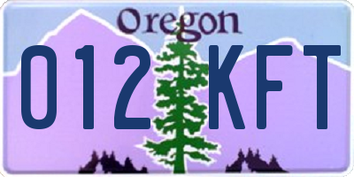 OR license plate 012KFT