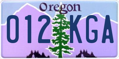 OR license plate 012KGA