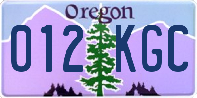 OR license plate 012KGC