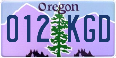 OR license plate 012KGD