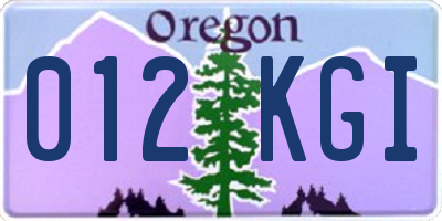 OR license plate 012KGI