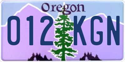 OR license plate 012KGN