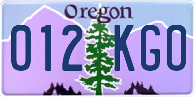 OR license plate 012KGO