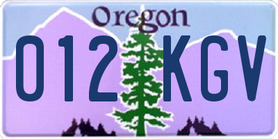 OR license plate 012KGV