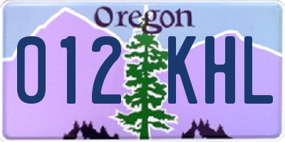 OR license plate 012KHL