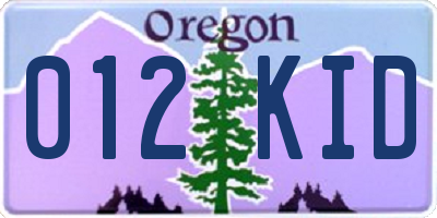 OR license plate 012KID
