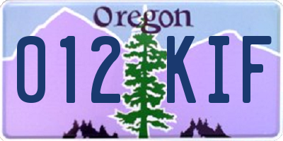 OR license plate 012KIF