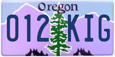 OR license plate 012KIG