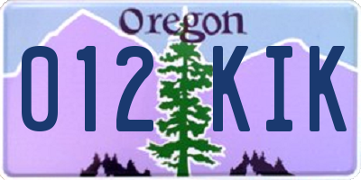 OR license plate 012KIK