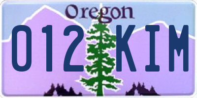 OR license plate 012KIM