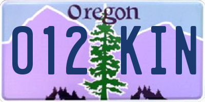 OR license plate 012KIN