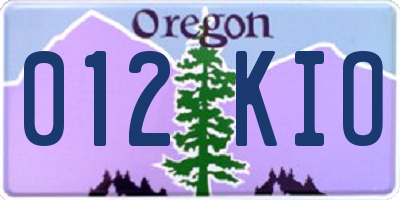 OR license plate 012KIO