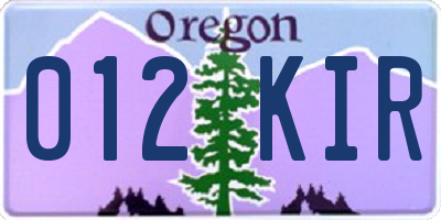OR license plate 012KIR