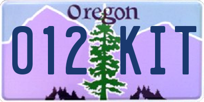OR license plate 012KIT