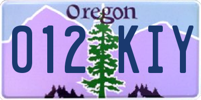 OR license plate 012KIY