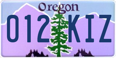 OR license plate 012KIZ