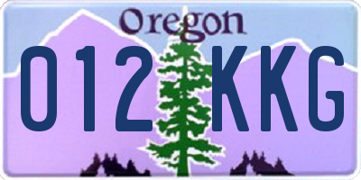 OR license plate 012KKG