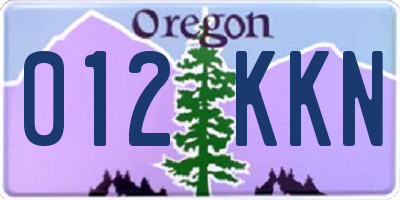 OR license plate 012KKN