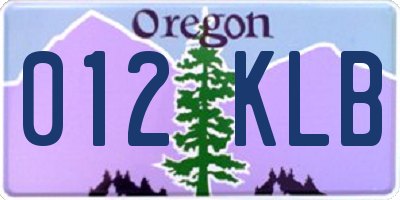 OR license plate 012KLB
