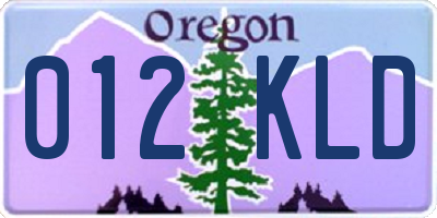 OR license plate 012KLD