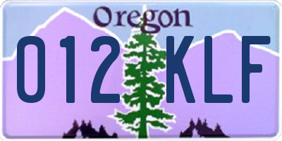 OR license plate 012KLF