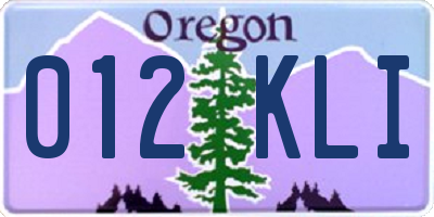 OR license plate 012KLI