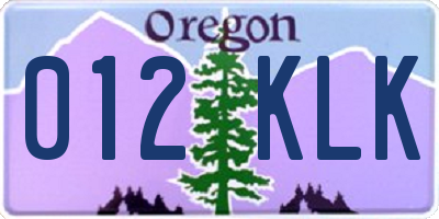 OR license plate 012KLK