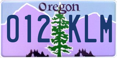 OR license plate 012KLM