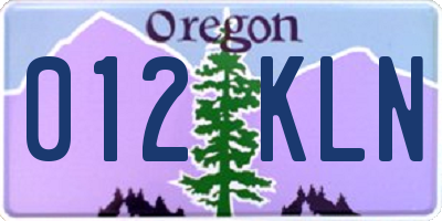 OR license plate 012KLN