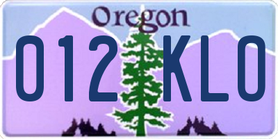 OR license plate 012KLO