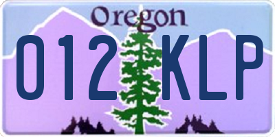 OR license plate 012KLP