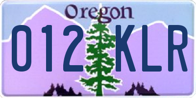 OR license plate 012KLR