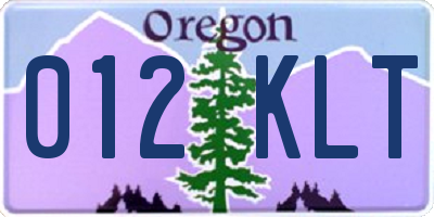 OR license plate 012KLT