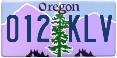 OR license plate 012KLV