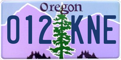 OR license plate 012KNE