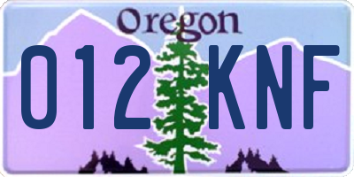 OR license plate 012KNF