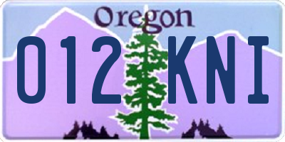 OR license plate 012KNI