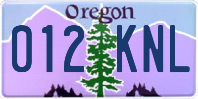 OR license plate 012KNL