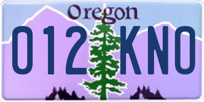 OR license plate 012KNO