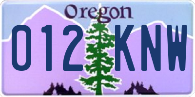 OR license plate 012KNW