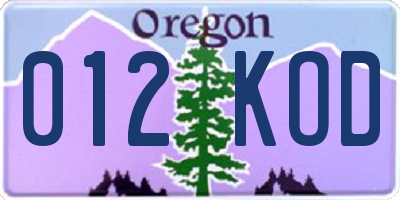 OR license plate 012KOD