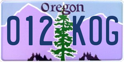 OR license plate 012KOG