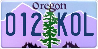 OR license plate 012KOL