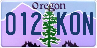 OR license plate 012KON