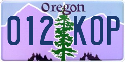 OR license plate 012KOP