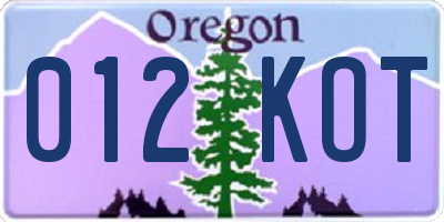 OR license plate 012KOT