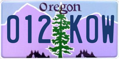 OR license plate 012KOW