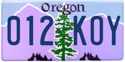 OR license plate 012KOY