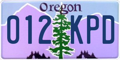 OR license plate 012KPD
