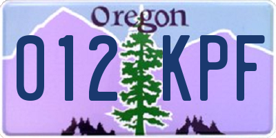 OR license plate 012KPF